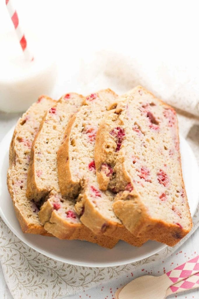 Healthy Greek Yogurt Raspberry Almond Pound Cake