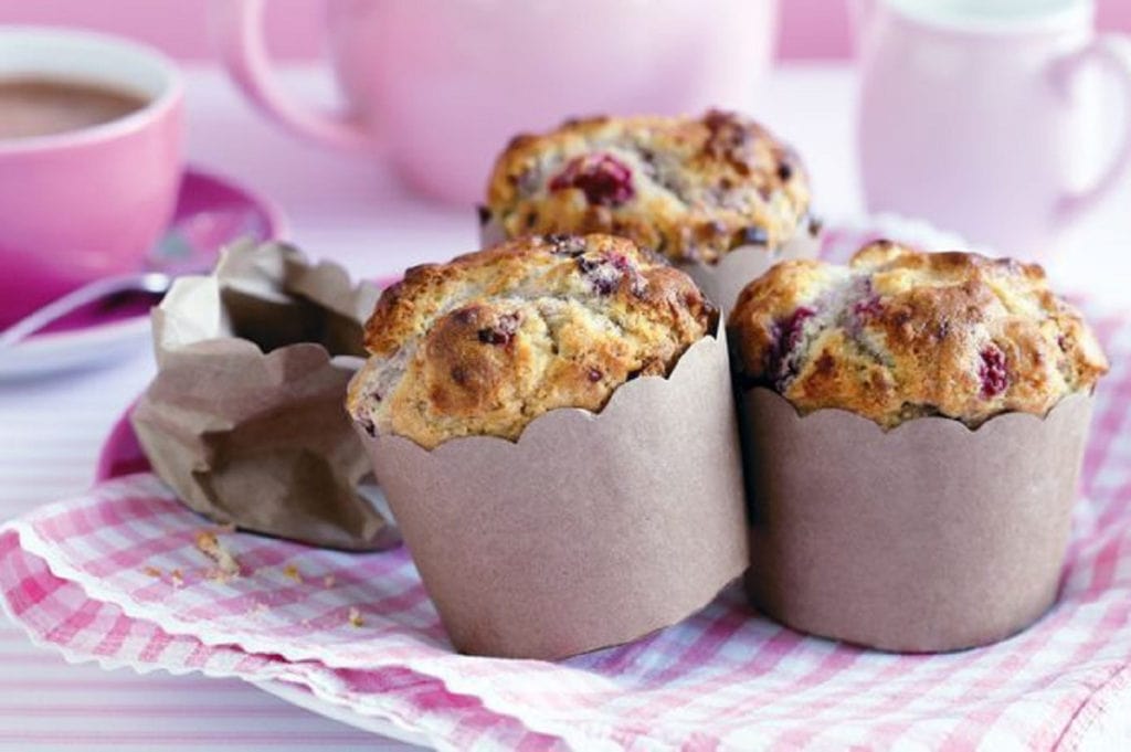 Macadamia, White Chocolate And Raspberry Muffins