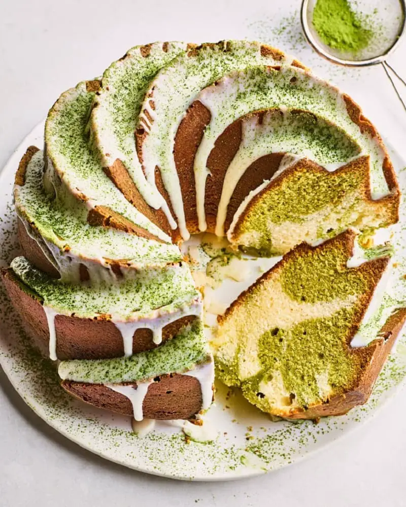 Matcha-Vanilla Swirled Pound Cake