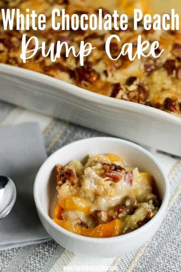 White Chocolate Peach Dump Cake by Feast for a Fraction