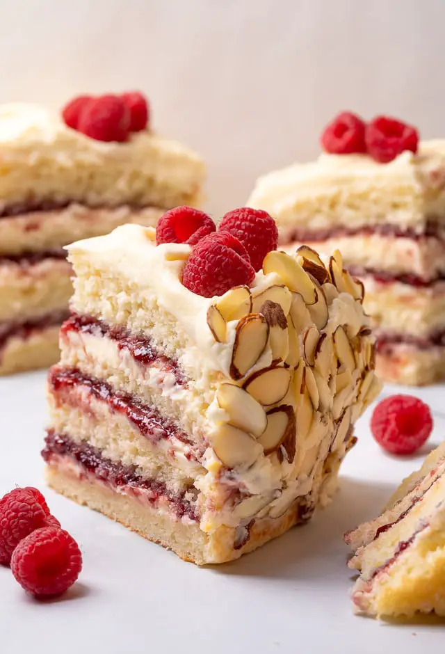White Chocolate and Almond Raspberry Cake